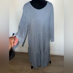 Melloday Gray Minimalist Capsule Wardrobe Tiered Dress Sz Lg